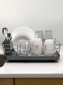 Сушарка для посуду з органайзером сіра MBM HOME модель DR-02 GRAY Фото