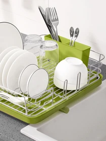 Сушарка для посуду з органайзером зелена MBM HOME модель DR-02 GREEN Фото