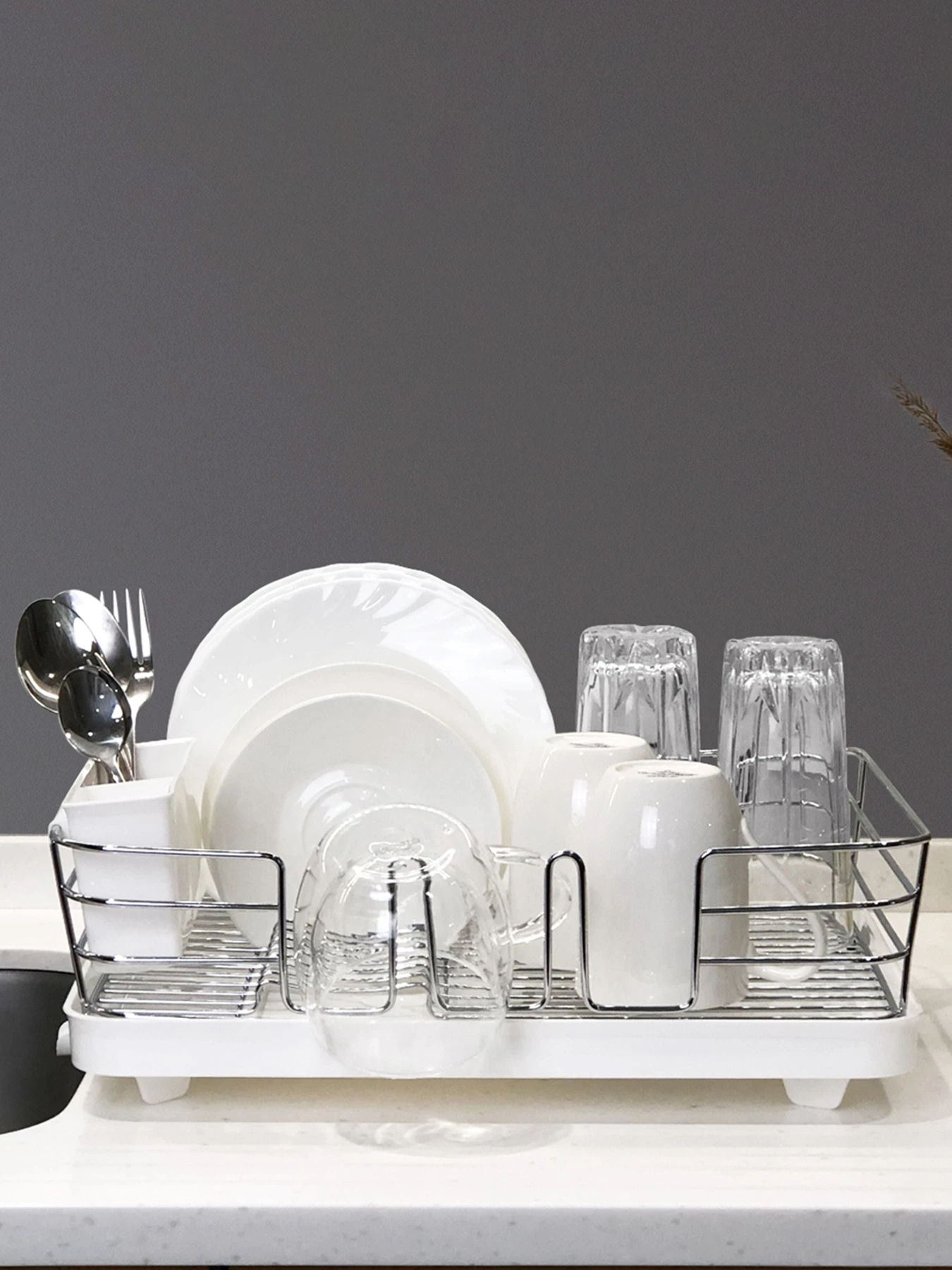 Сушилка для посуды с органайзером белая MBM HOME модель DR-02 WHITE Фото