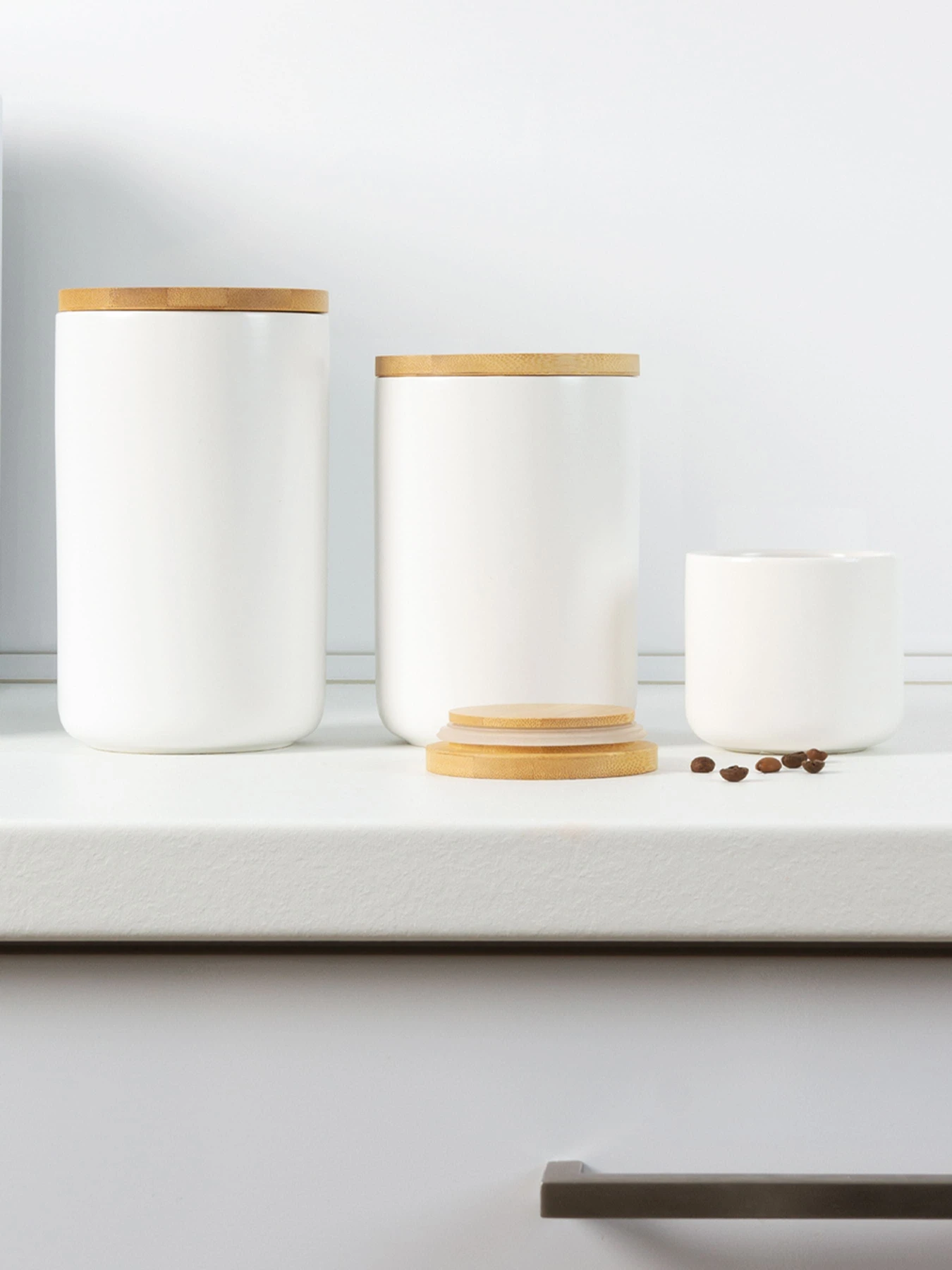 Емкость для хранения белая/дерево MBM HOME модель KP-13 S WHITE/WOOD Фото