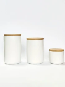 Емкость для хранения белая/дерево MBM HOME модель KP-13 S WHITE/WOOD Фото
