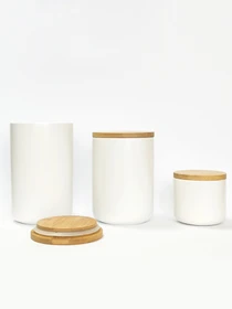 Емкость для хранения белая/дерево MBM HOME модель KP-13 M WHITE/WOOD Фото