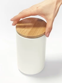 Емкость для хранения белая/дерево MBM HOME модель KP-13 L WHITE/WOOD Фото