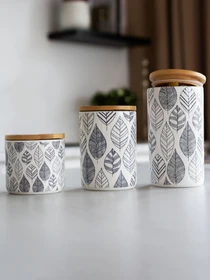 Емкость для хранения с узором белая/дерево MBM HOME модель KP-15 S WHITE/WOOD Фото