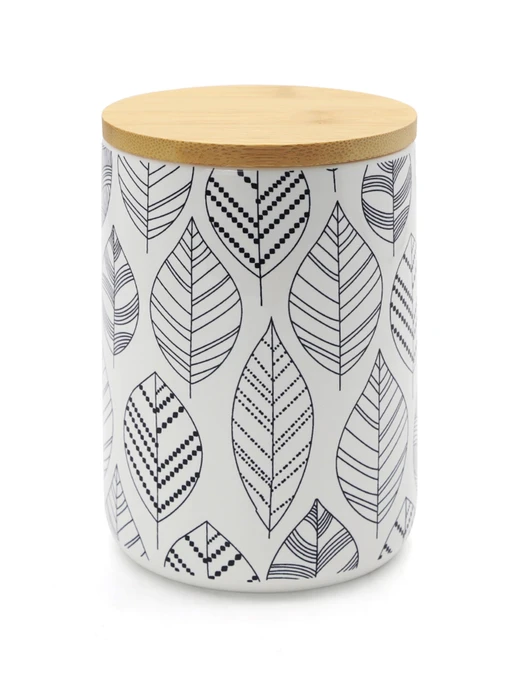 Емкость для хранения с узором белая/дерево MBM HOME модель KP-15 M WHITE/WOOD Фото