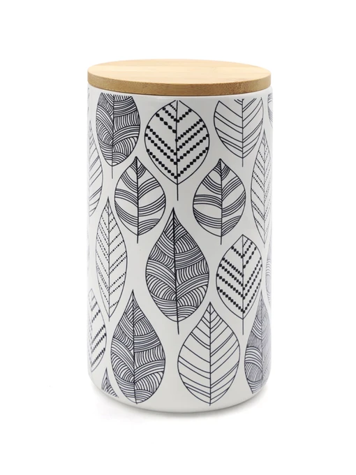 Емкость для хранения с узором белая/дерево MBM HOME модель KP-15 L WHITE/WOOD Фото