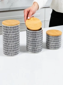 Ємність для зберігання з візерунком сіра/дерево MBM HOME модель KP-16 M GRAY/WOOD Фото