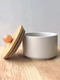 Емкость для хранения белая/дерево MBM HOME модель KP-17 WHITE/WOOD Фото