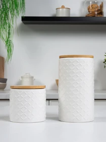 Емкость для хранения белая/дерево MBM HOME модель KP-18 L WHITE/WOOD Фото
