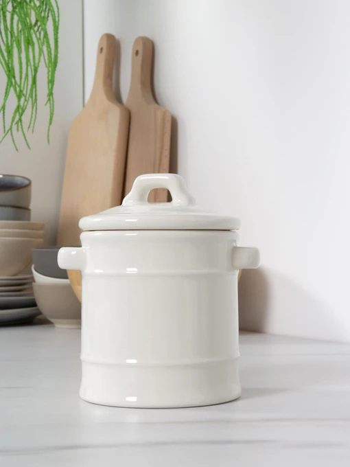 Ємність для зберігання з ручками біла MBM HOME модель KP-19 WHITE Фото