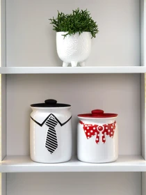 Емкость для хранения белая с красным MBM HOME модель KP-42 WHITE/RED Фото