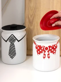 Емкость для хранения белая с черным MBM HOME модель KP-43 WHITE/BLACK Фото