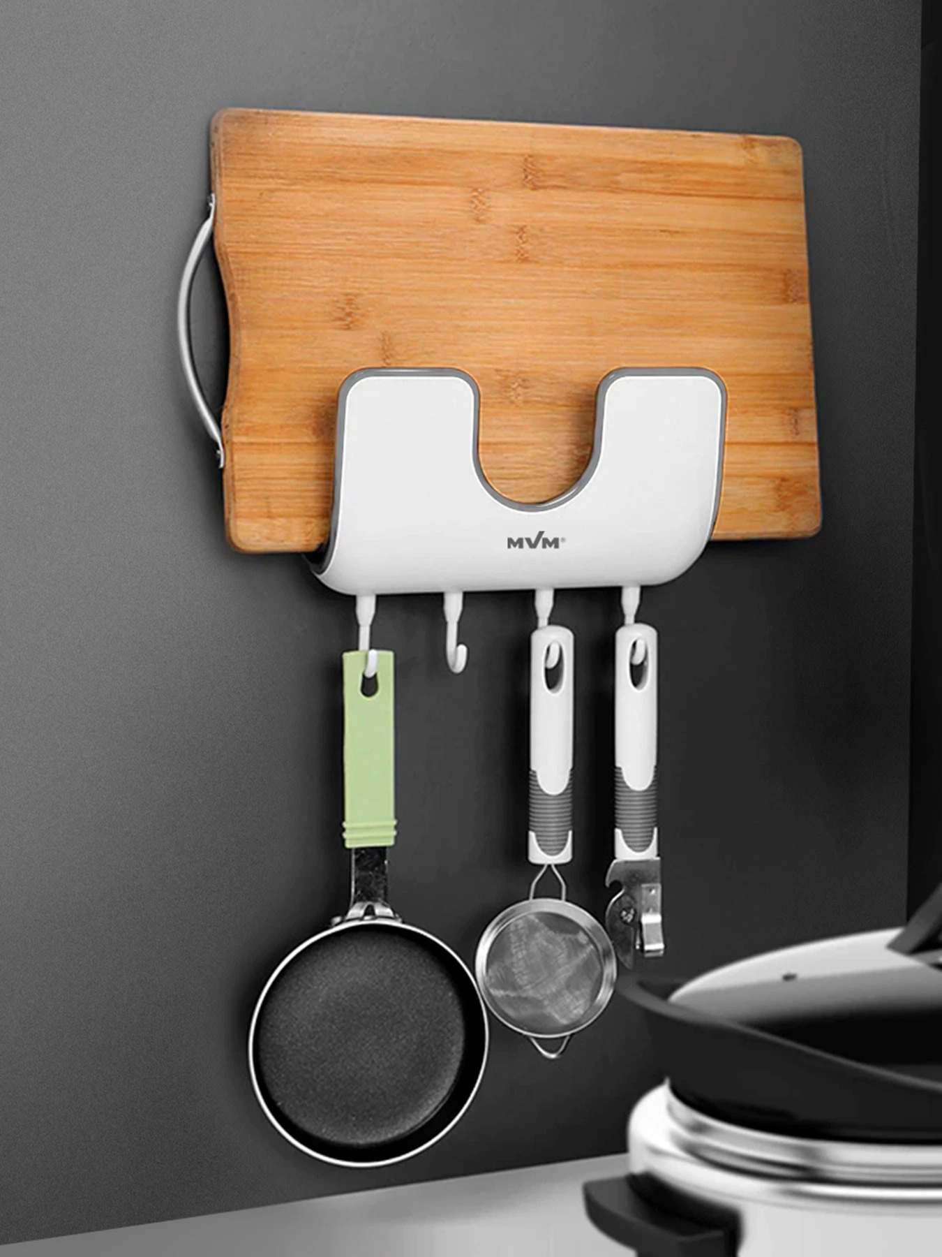 Держатель настенный с крючками клеящийся MBM HOME модель KP-10 WHITE/GRAY Держатель настенный с крючками клеящийся MBM HOME модель KP-10 WHITE/GRAY Фото