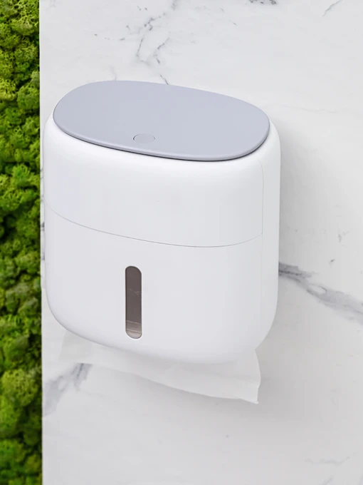 Тримач для туалетного паперу з поличкою білий з сірим MBM HOME модель BP-44 WHITE/GRAY Фото