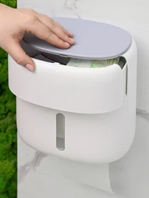 Тримач для туалетного паперу з поличкою білий з сірим MBM HOME модель BP-44 WHITE/GRAY Фото