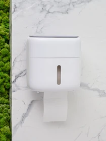 Тримач для туалетного паперу з поличкою білий з сірим MBM HOME модель BP-44 WHITE/GRAY Фото