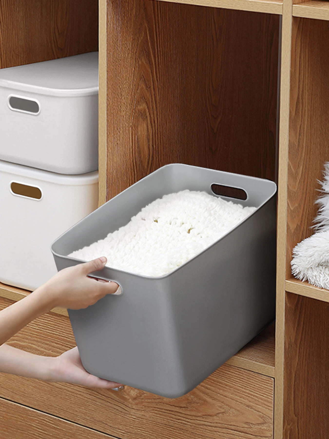 Ящик для хранения без крышки пластиковый серый MBM HOME модель FH-14 XXL GRAY Ящик для хранения без крышки пластиковый серый MBM HOME модель FH-14 XXL GRAY Фото