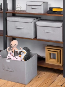 Ящик для хранения с крышкой серый MBM HOME модель TH-07 GRAY Фото
