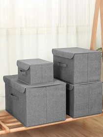 Ящик для хранения с крышкой серый MBM HOME модель TH-07 GRAY Фото