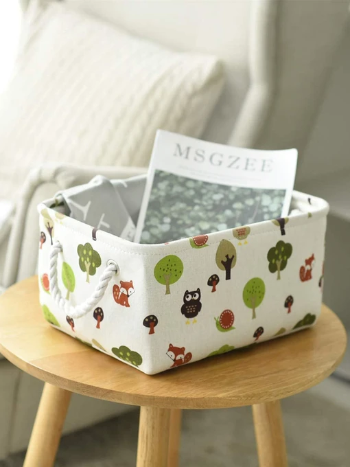 Ящик для хранения с ручками с рисунком MBM HOME модель TH-11 WHITE Фото