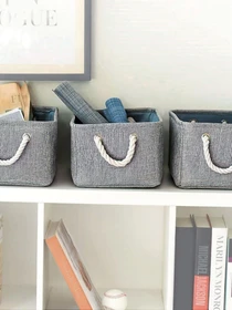 Ящик для хранения с ручками серый MBM HOME модель TH-12 GRAY Фото