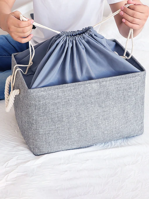 Ящик для хранения с ручками и затяжками серый MBM HOME модель TH-13 XL GRAY Фото
