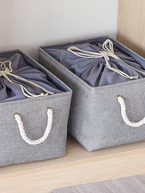 Ящик для зберігання з ручками та затяжками сірий MBM HOME модель TH-13 XL GRAY Фото