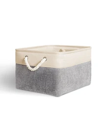 Ящик для хранения с ручками серый с бежевым MBM HOME модель TH-10 GRAY/BEIGE Фото