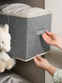Ящик для хранения квадратный серый MBM HOME модель TH-30 LIGHT GRAY Фото