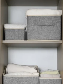 Ящик для хранения квадратный серый MBM HOME модель TH-30 LIGHT GRAY Фото