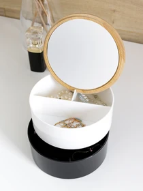 Органайзер для косметики с зеркалом MBM HOME модель FH-32 WHITE/BLACK Фото