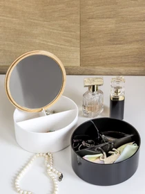 Органайзер для косметики с зеркалом MBM HOME модель FH-32 WHITE/BLACK Фото