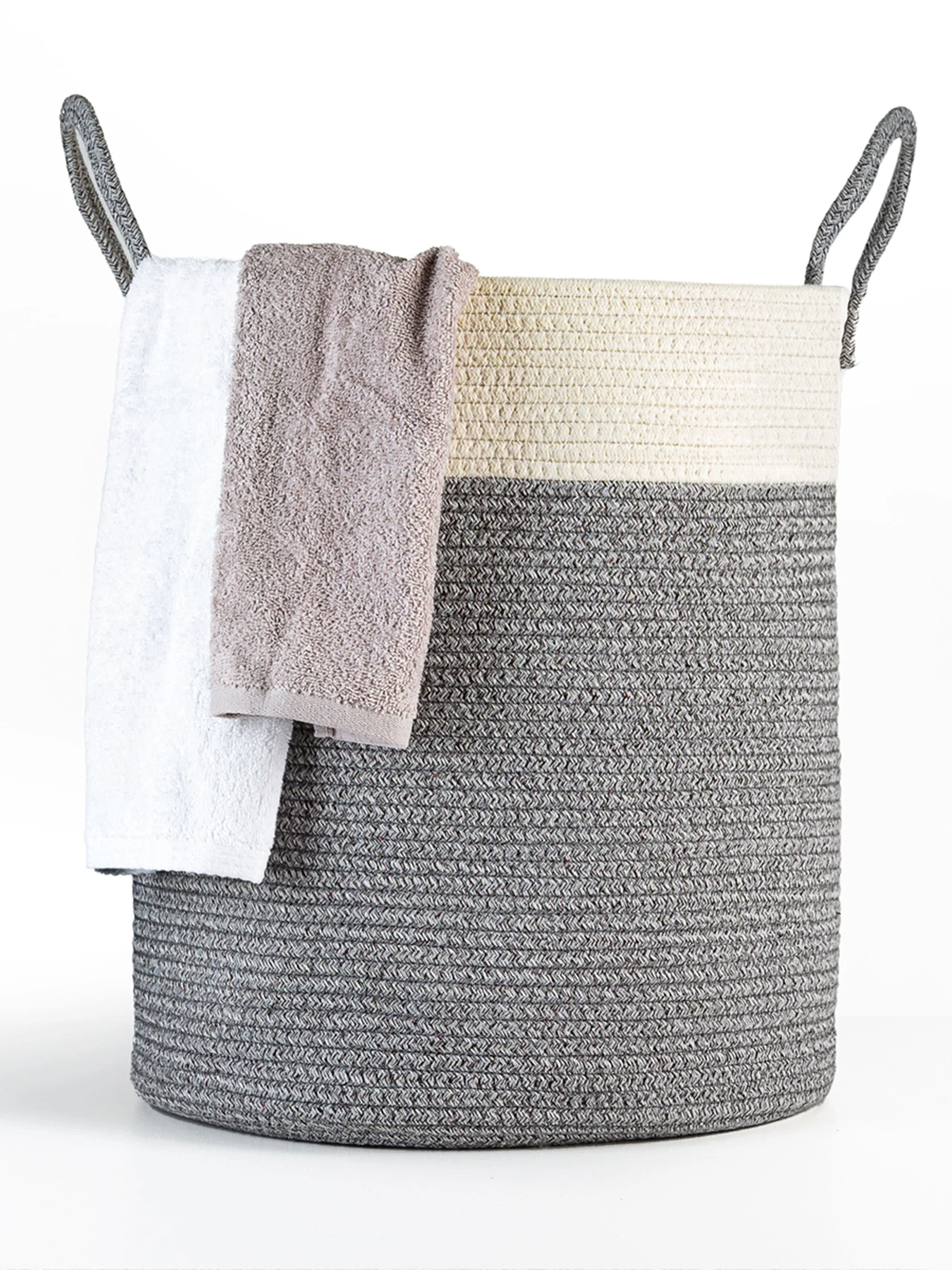 Корзина для хранения с ручками серая с белым MBM HOME модель TH-14 GRAY/WHITE Фото
