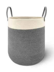 Корзина для хранения с ручками серая с белым MBM HOME модель TH-14 GRAY/WHITE Фото