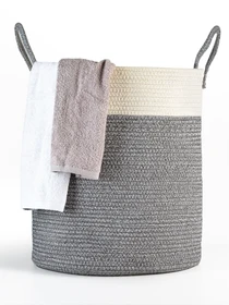 Корзина для хранения с ручками серая с белым MBM HOME модель TH-14 GRAY/WHITE Фото