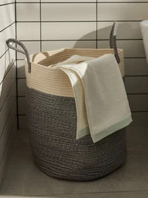 Корзина для хранения с ручками серая с белым MBM HOME модель TH-14 GRAY/WHITE Фото