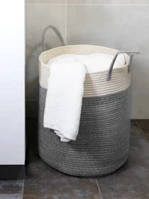 Корзина для хранения с ручками серая с белым MBM HOME модель TH-14 GRAY/WHITE Фото