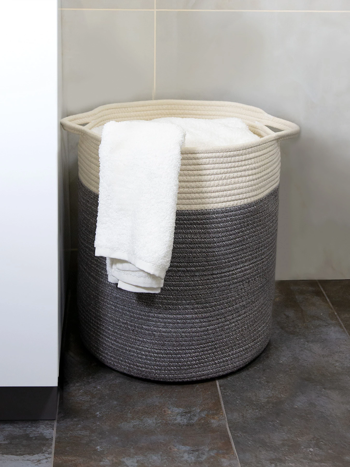 Корзина для хранения с ручками серая с белым MBM HOME модель TH-15 GRAY/WHITE Корзина для хранения с ручками серая с белым MBM HOME модель TH-15 GRAY/WHITE Фото