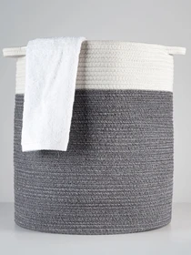 Корзина для хранения с ручками серая с белым MBM HOME модель TH-15 GRAY/WHITE Фото