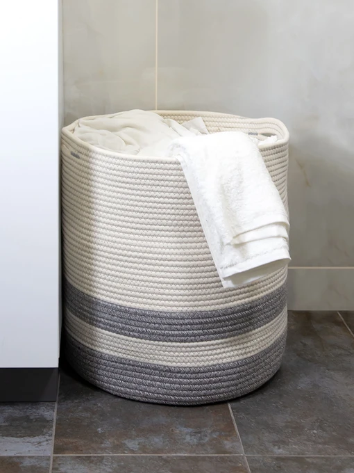 Корзина для хранения серая с белым MBM HOME модель TH-16 GRAY/WHITE Фото