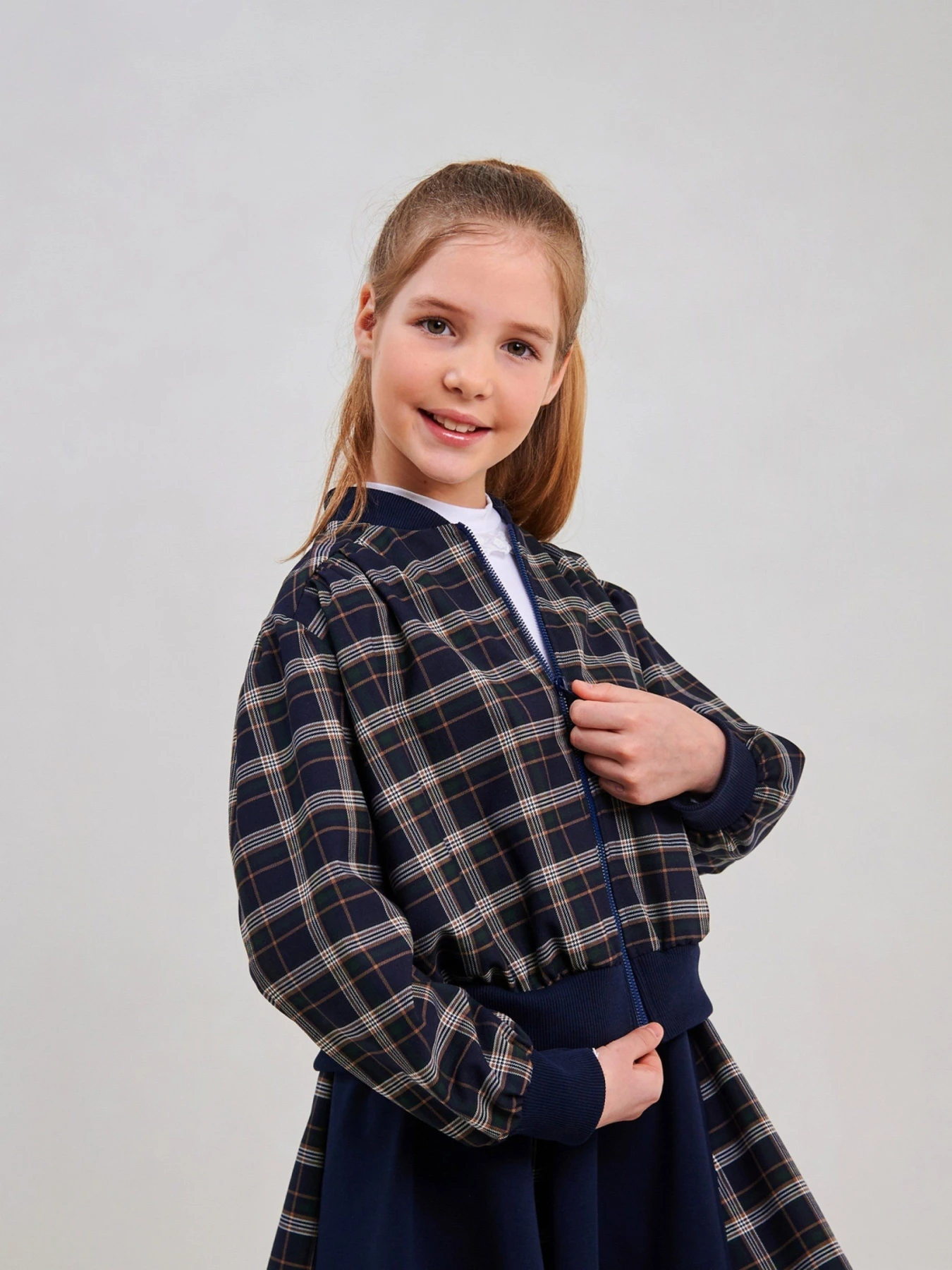 Куртки и дубленки SMIL модель smil_116634-sero-zelenaa-kletka Фото