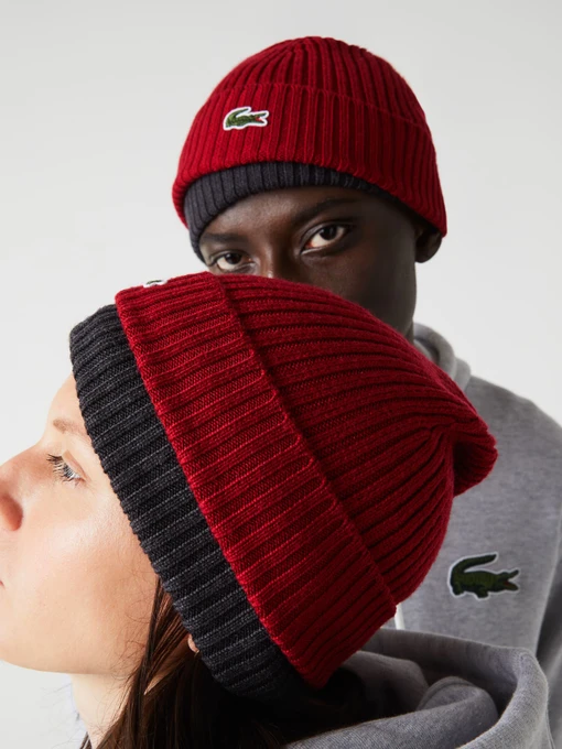 Lacoste Шапка колір бордовий фото 2