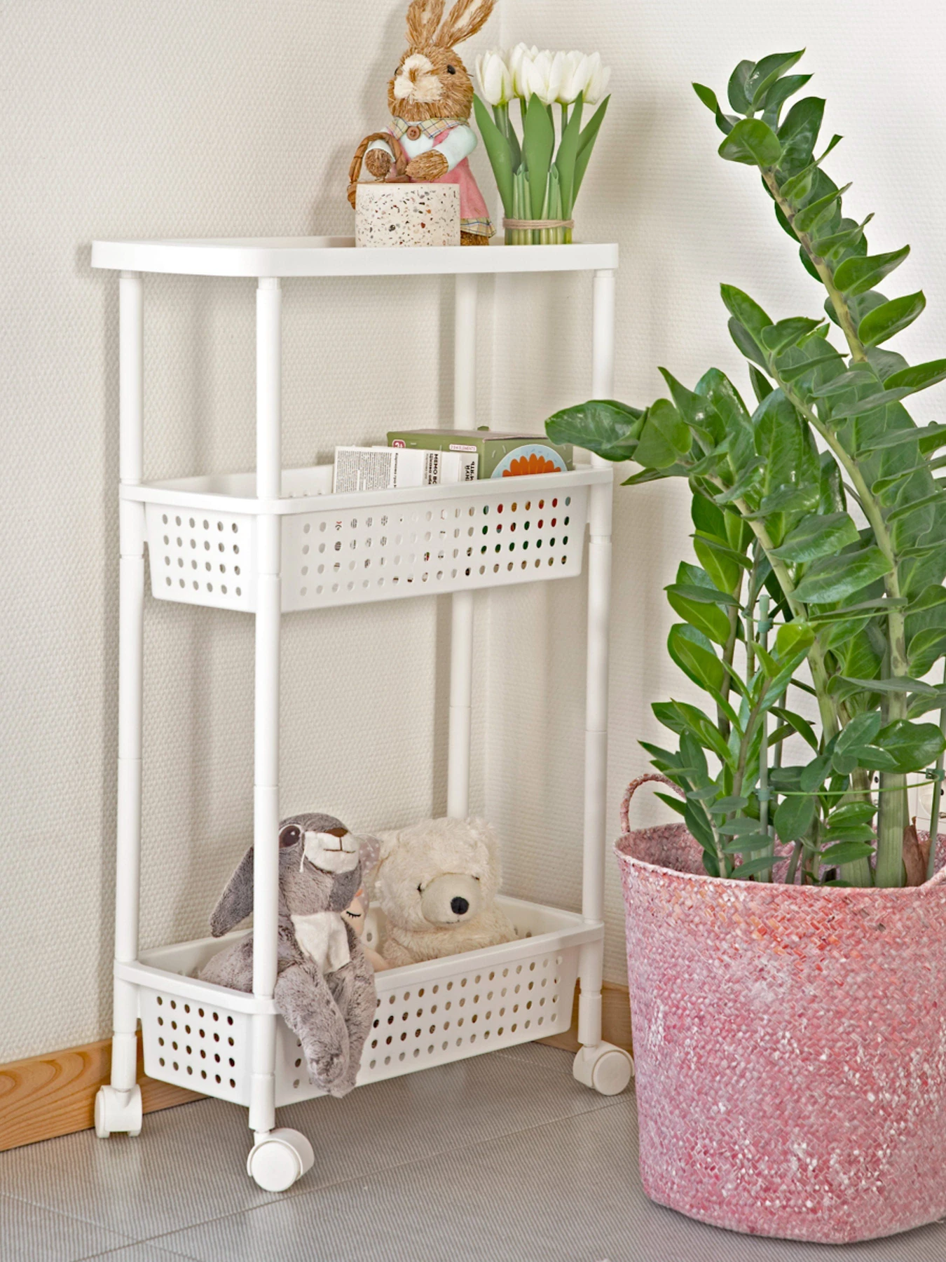 Этажерка 3-х-ярусная на колесах белая MBM HOME модель FH-23 WHITE Фото