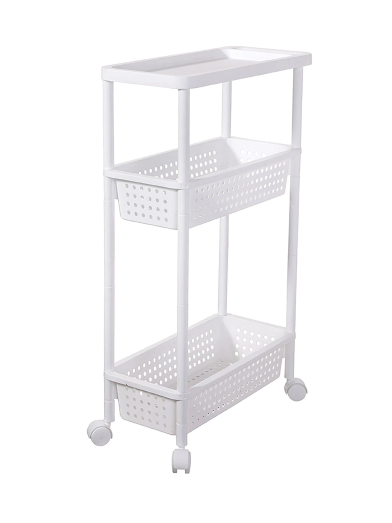 Этажерка 3-х-ярусная на колесах белая MBM HOME модель FH-23 WHITE Фото