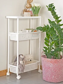 Этажерка 3-х-ярусная на колесах белая MBM HOME модель FH-23 WHITE Фото