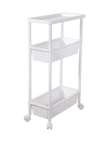 Этажерка 3-х-ярусная на колесах белая MBM HOME модель FH-23 WHITE Фото