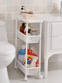 Этажерка 3-х-ярусная на колесах белая MBM HOME модель FH-23 WHITE Фото