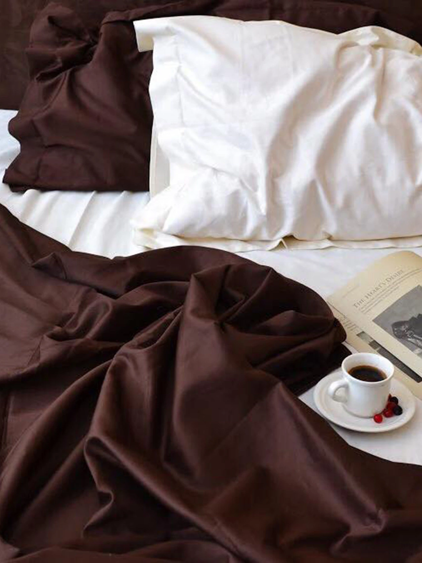Комплект постільної білизни Crema and Chocolate з натурального сатину OWLED модель SB1-1001-CRCH Комплект постільної білизни Crema and Chocolate з натурального сатину OWLED модель SB1-1001-CRCH Фото