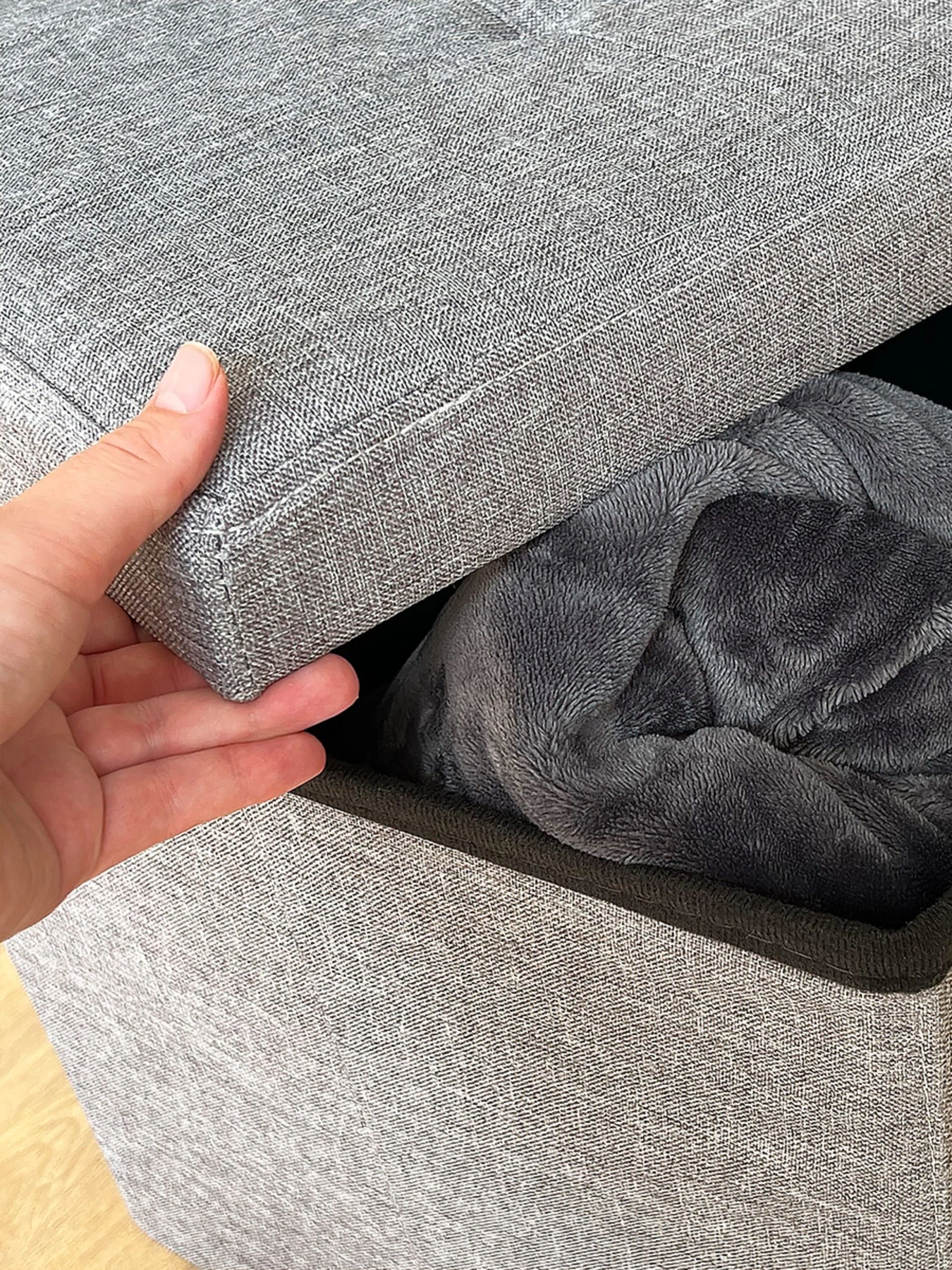 Пуф для хранения текстильный серый MBM HOME модель TH-04 GRAY Пуф для хранения текстильный серый MBM HOME модель TH-04 GRAY Фото
