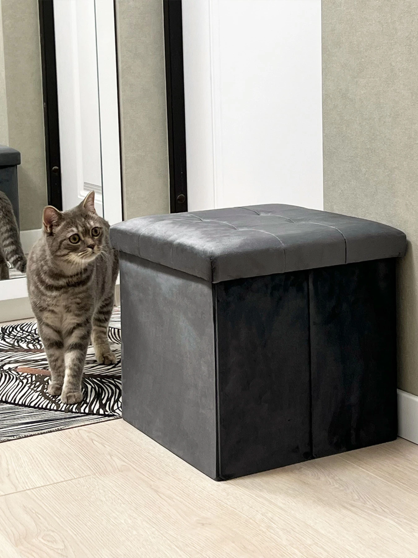 Пуф для хранения велюровый серый MBM HOME модель TH-05 GRAY Пуф для хранения велюровый серый MBM HOME модель TH-05 GRAY Фото